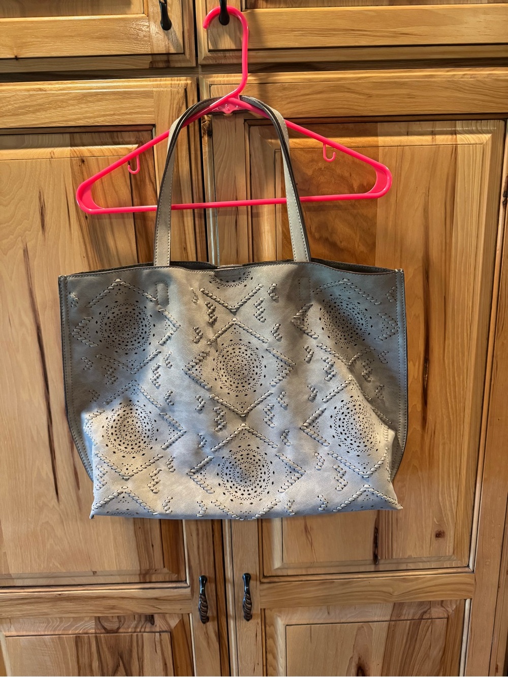 Gray Laser-Cut Tote Bag